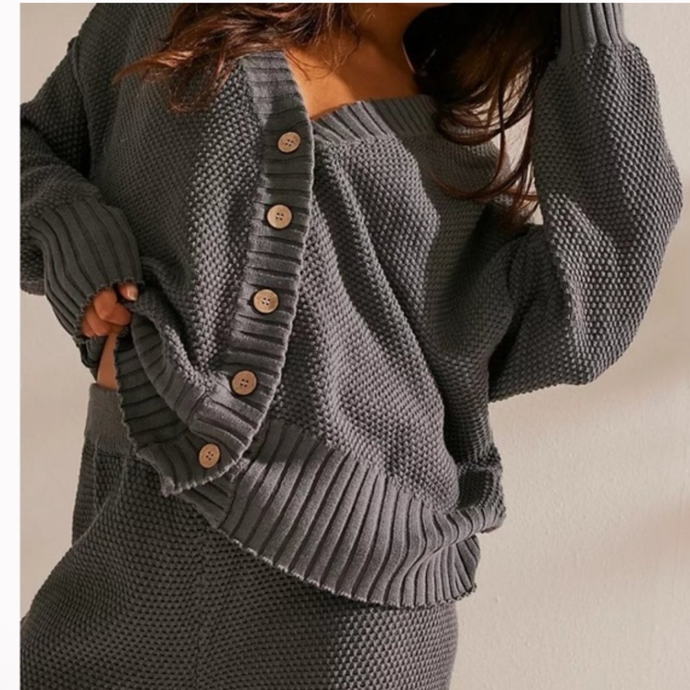 FP BEACH HAILEE WAFFLE KNIT CARDI AND JOGGER SET SIZE XL - Picture 2 of 7